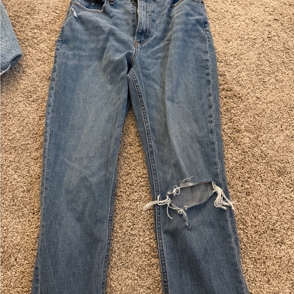 Abercrombie & Fitch High Rise Blue Distressed Jeans